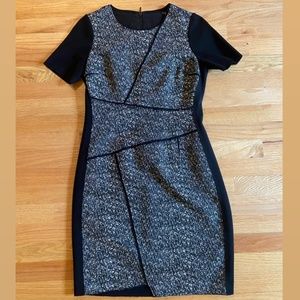 Elie Tahari Two-Tone Geometric Tweed Dress